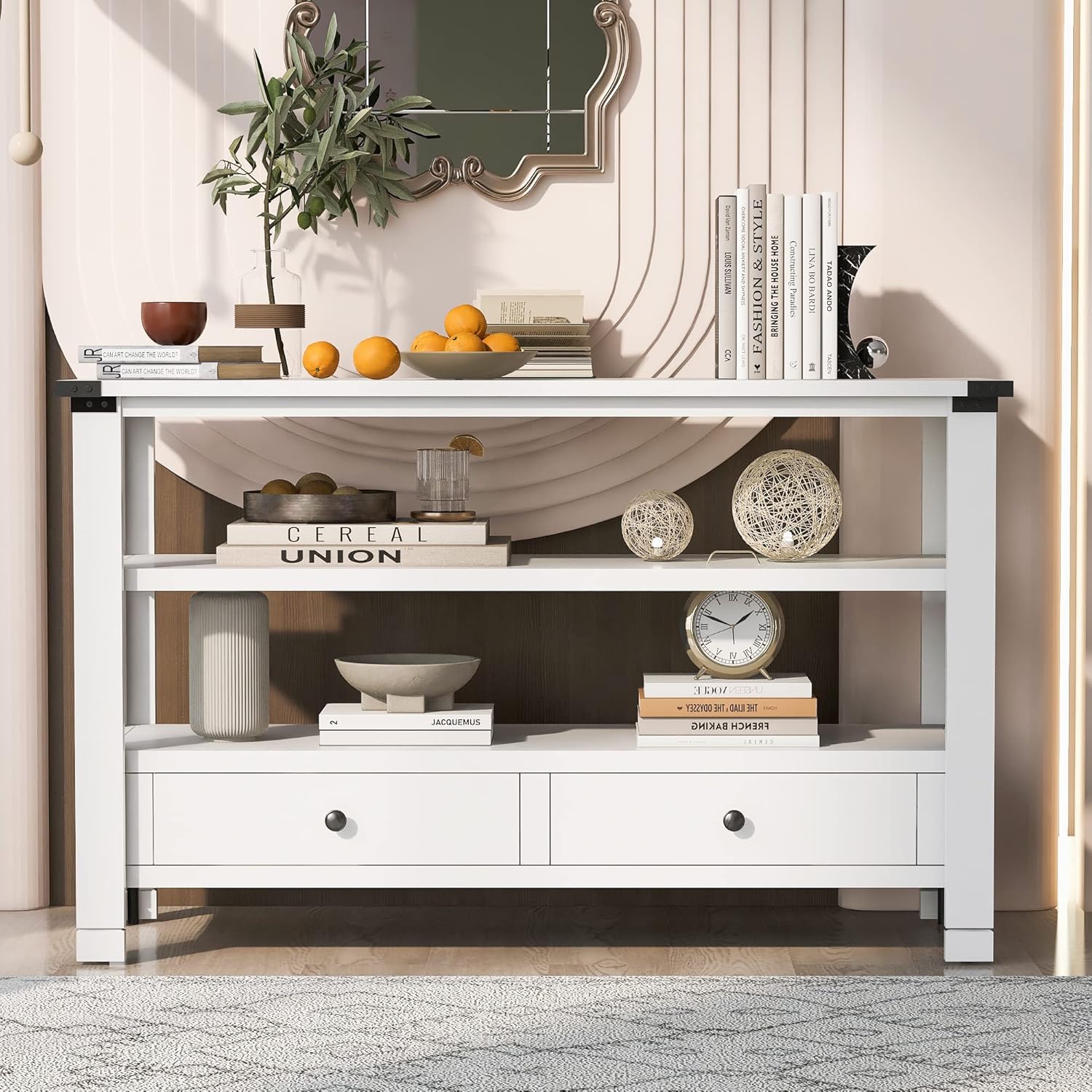 Console Table, Modern Entryway Side Table with 2 Storage