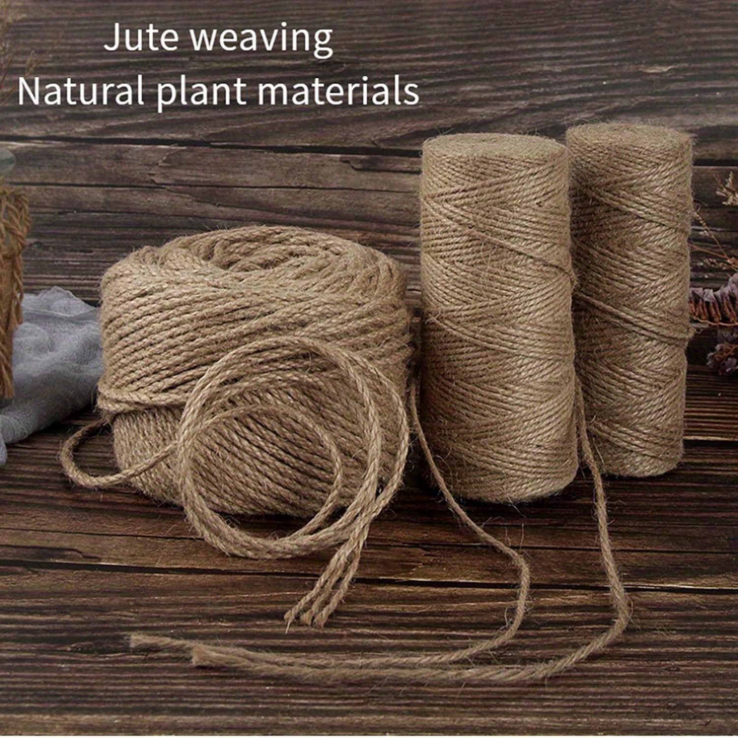 Natural Jute Brown Twine,Garden Twine Strong,for Gardening Tomato Climbing Plant Tie Floristry Crafts Gift Wrapping Packing Decor (5mm)(Size:50M)