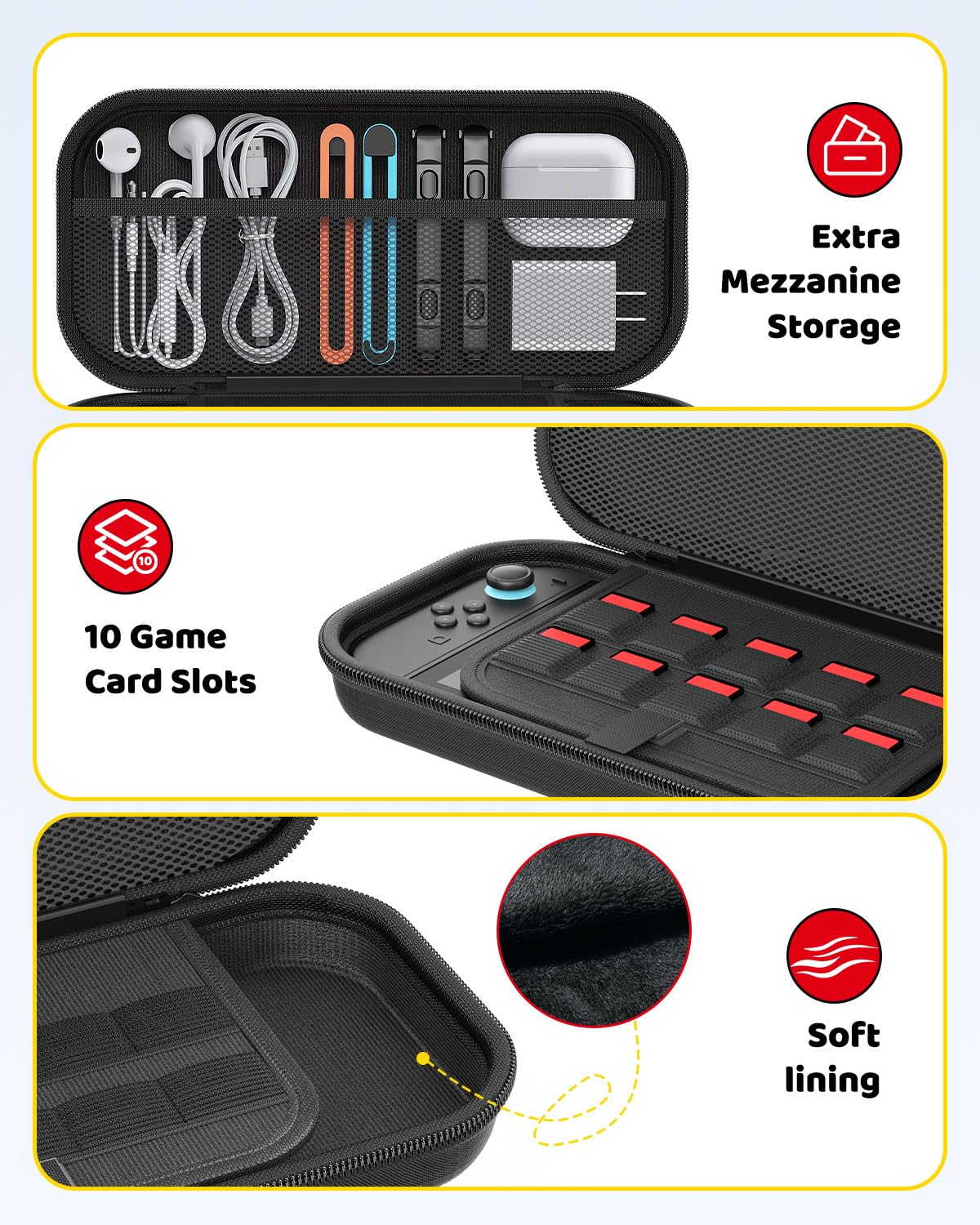 Étui de Transport Portable pour Nintendo Switch 2 D S - Avec 2 Protège-Écrans HD [7,9 Pouces], Coquille de Cristal, Kit Anti-Poussière et 4 Embouts pour Joysticks (Lot d'Accessoires)