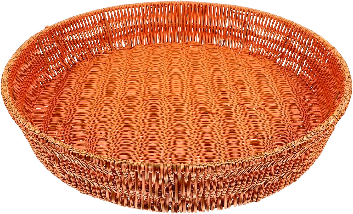 Woven Bread and Fruit Basket, Imitation Rattan Kitchen Draining Tray, 40x8cm Decorative Tabletop Storage Basket for Snacks and Home Serving