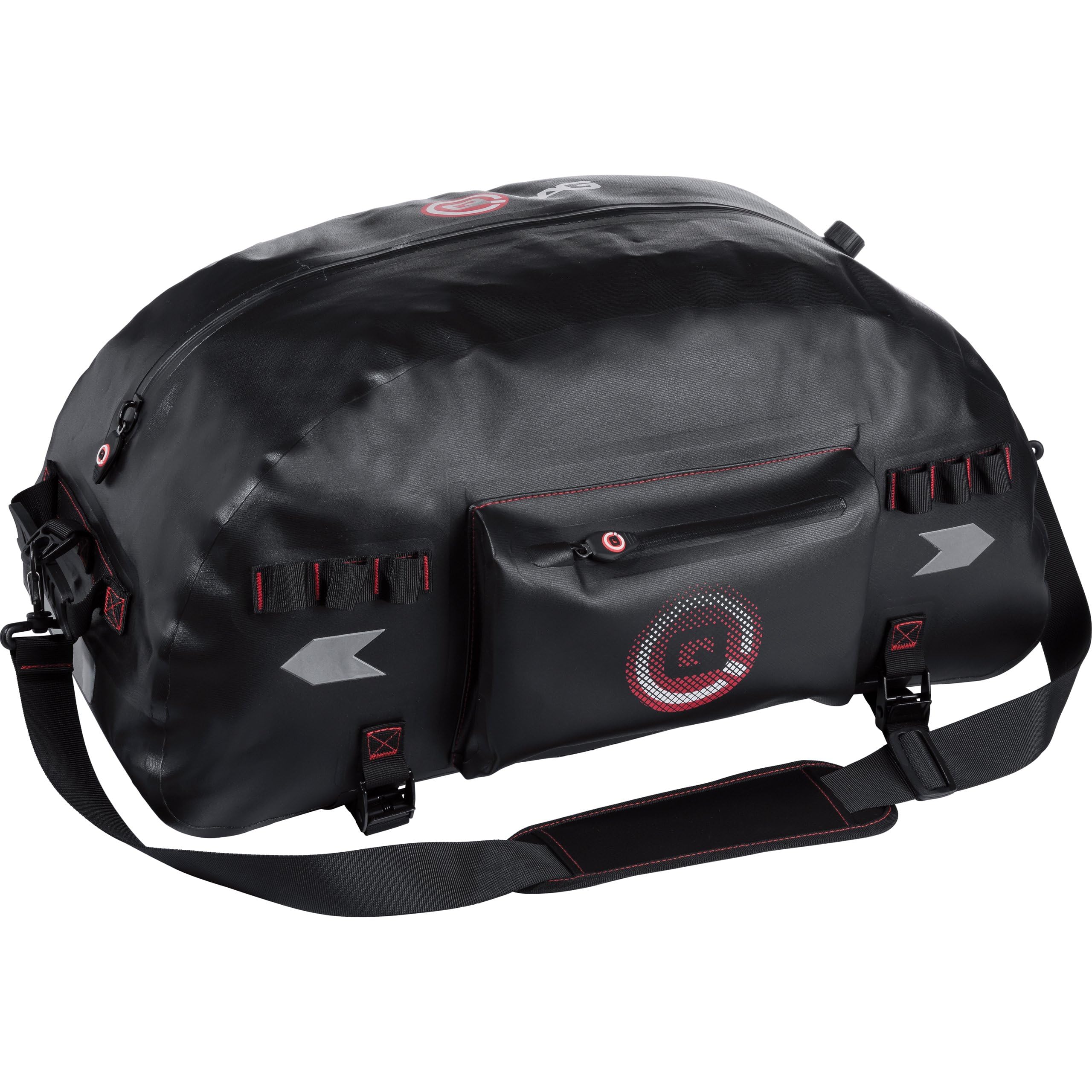 QBag Hecktasche Motorrad Motorradtasche Hecktaschenrolle wasserdicht 50 Liter Stauraum schwarz, Abnehmbarer Schultergurt, universelle Passform für Fast alle Motorräder, Roller, Quads