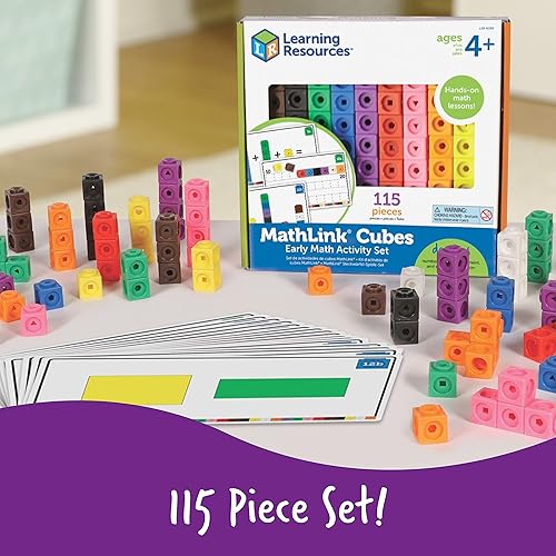 Miniatura 21 de Learning Resources MathLink Cubes - Juego de actividades de matemáticas preescolares – Artículos imprescindibles para el aula, suministros escolares