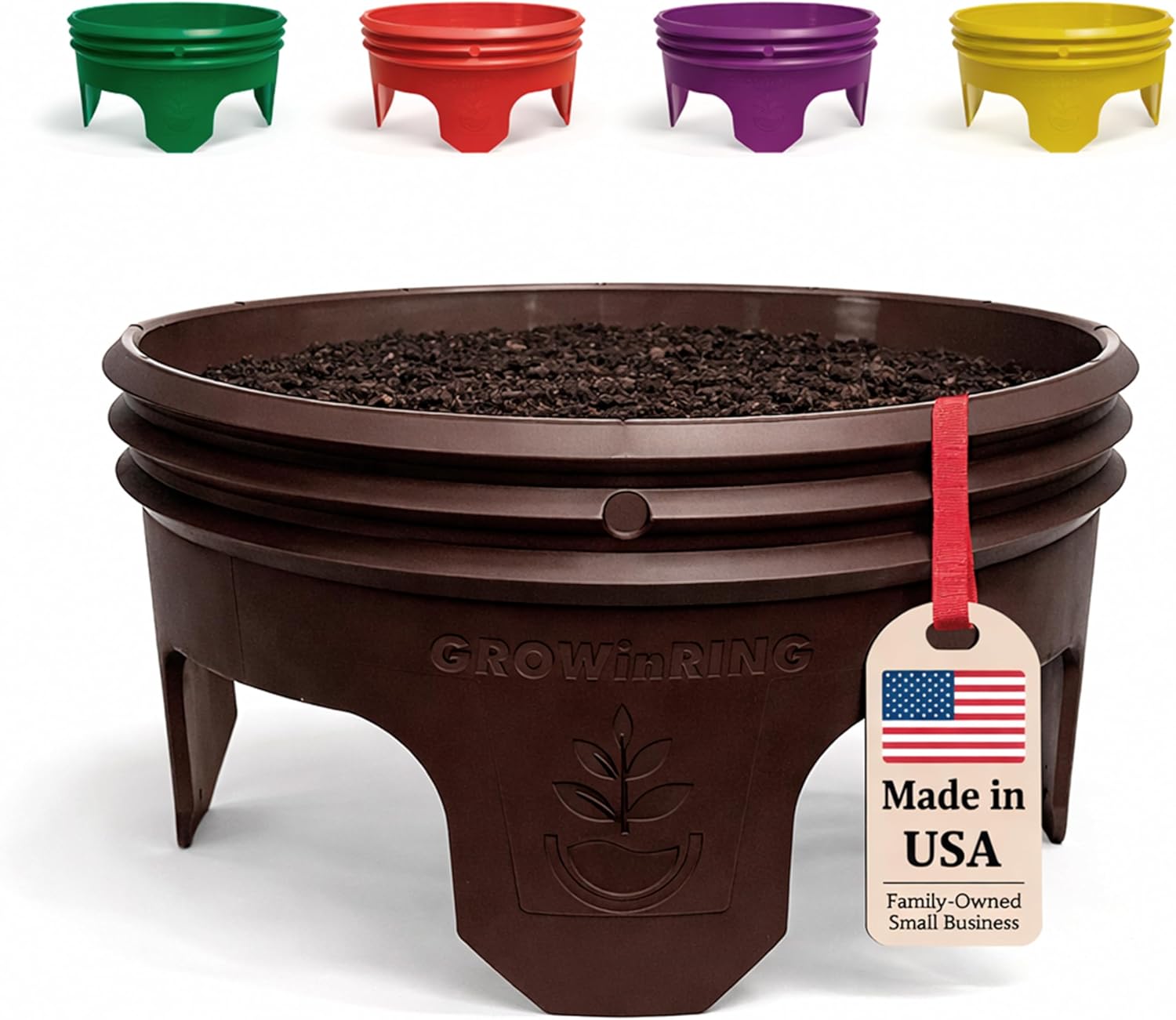 7 inch Solid Planting Grow Rings | 12 Pack Earth Brown | One-Piece Design for Deep Root Watering Veggies, Herbs & Flowers | Mulch & Soil Barrier | Deter Slugs and Cutworms | Heavy Duty | Made in USA