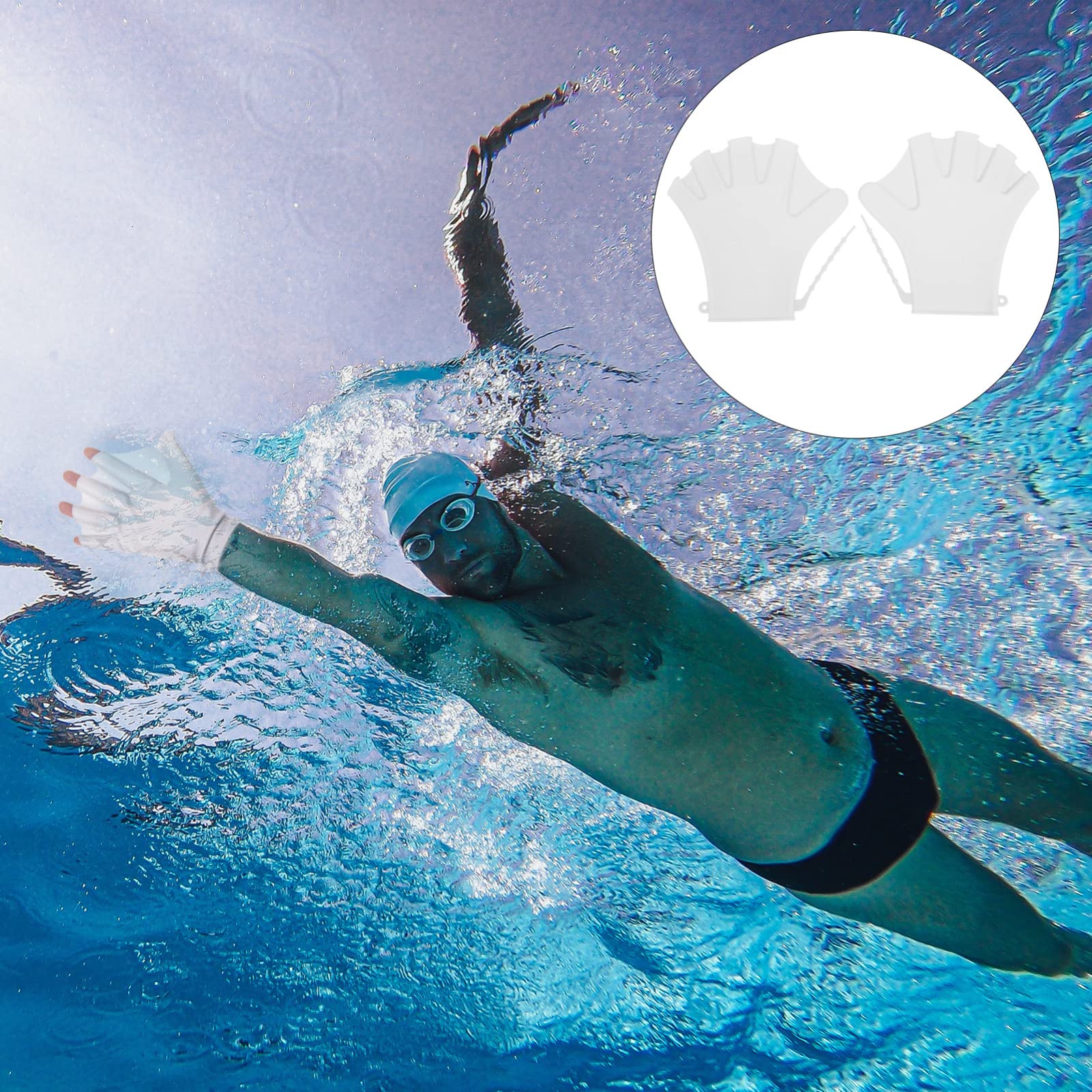 balacoo Swimming Gloves 2 Pack Webbed Hand Mitts Waterproof for Swim Practicing and Fitness Classes