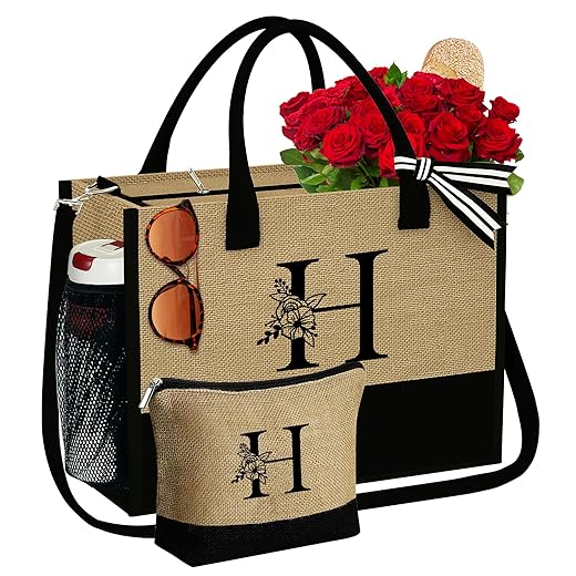 YOOLIFE Birthday Gifts for Women, Personalized Christmas Gifts Bridesmaid Gifts Makeup Bag Wife Birthday Gift Ideas Bride To Be Gifts Daughter Gifts Grocery Bags Reusable Shopping Bag Gifts for Her H