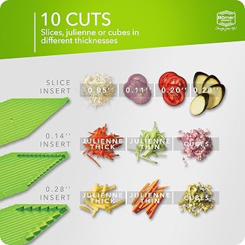 Mandoline Food Slicer Borner V5 (Profi Set) by Reston Lloyd V-Slicer with 4 Inserts, Docking Station & Food Holder Made in Germany Fruit & Vegetable Chopper Multiple Settings Color: Lime