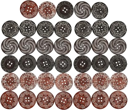40pcs Large Round Wooden Buttons, 6cm Colorful Wood Buttons with 2 Holes for DIY Sewing Craft Clothing Accessories