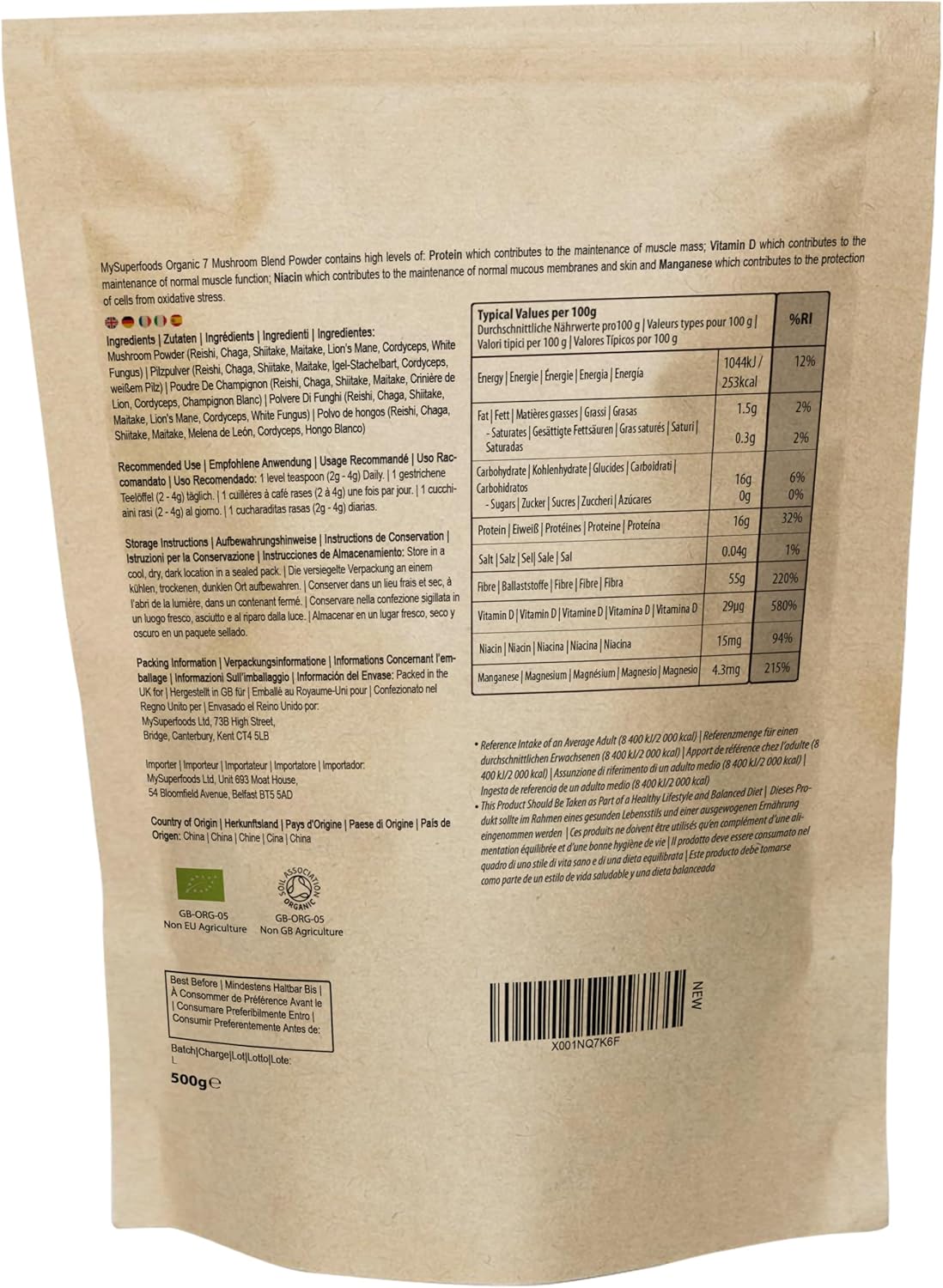 Organic Mushroom Blend Powder 500g