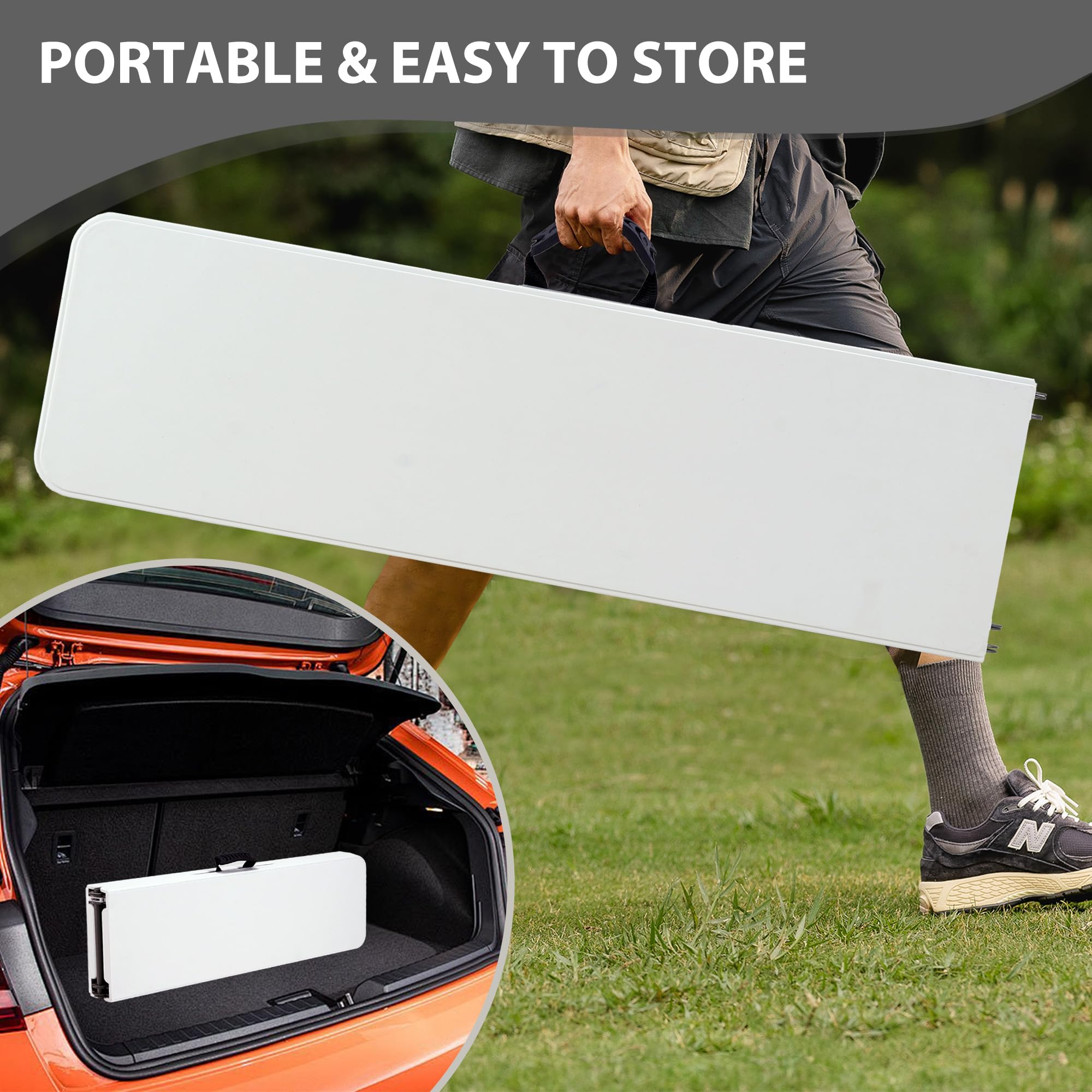 Banco plegable de plástico de 6 pies con asa de transporte y cerradura, banco portátil al aire libre en jardín, picnic, camping, comedor, asiento de fiesta, banco impermeable para 7