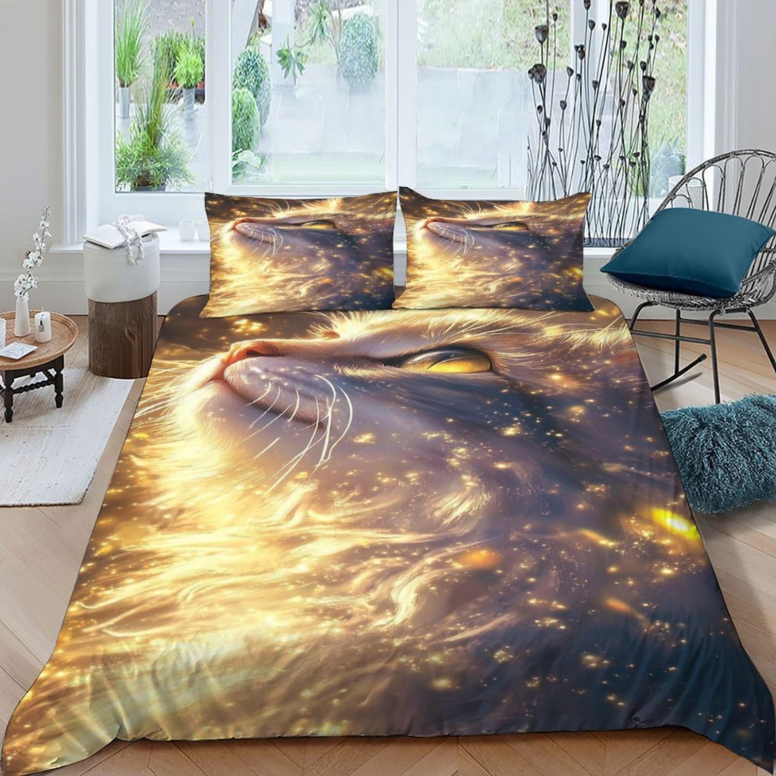 Housse de couette animaux mignons pour chambre adulte cocooning avec parure de lit chat