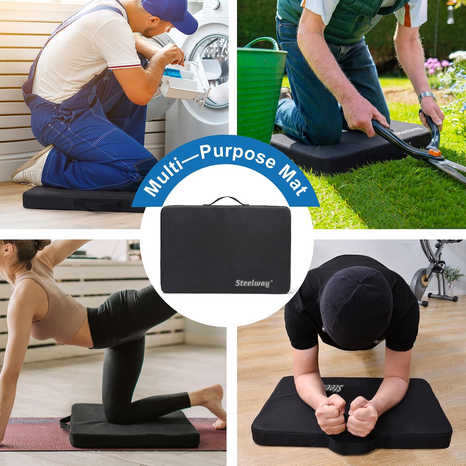 Thick Garden Kneeling Pad 1.6" with Waterproof Cover & Handle, Extra Large 22"x15.2" NBR Foam Knee Pad for Gardening, Yoga, Work, Cleaning, Bath, Prayer – Super Soft Yet Firm Support for Knees