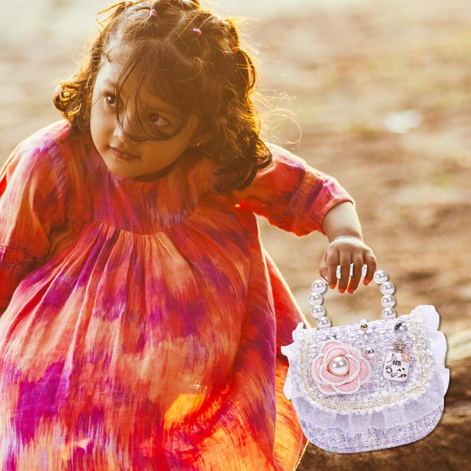 Girls Princess Purses Cute Bunny Toddler Crossbody Bag Handbag with Pearl Handle Shoulder Chain Bag - Image 7