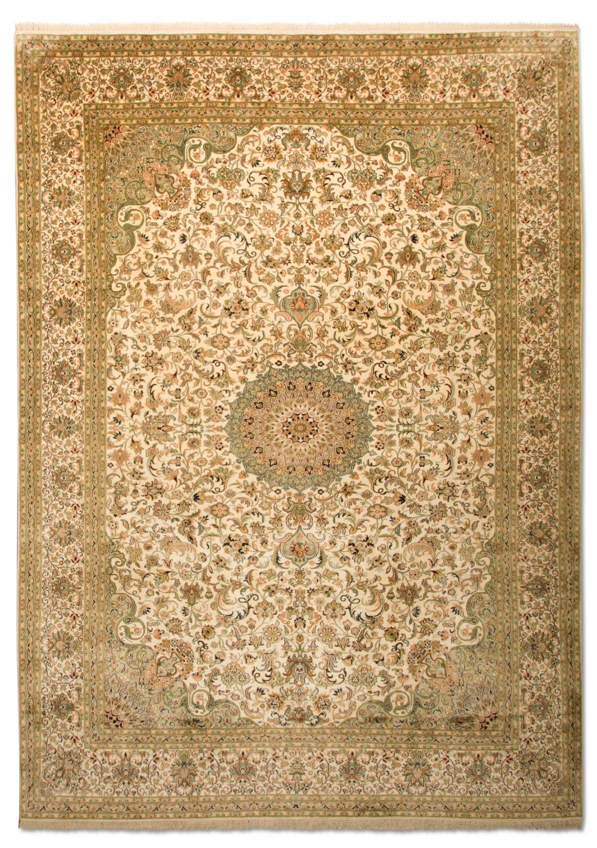 Morgenland Hand-Knotted Silk Cashmere Rug 314 x 213 cm Beige