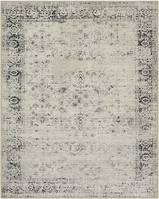 Lahome Living Room Rugs 8x10 Machine Washable Area Rugs Grey Large Rug Indoor Carpet, Boho Vintage Distressed Non Slip Accent Rugs for Bedoom Dining Room Office Decor(8 x 10, Light Grey)