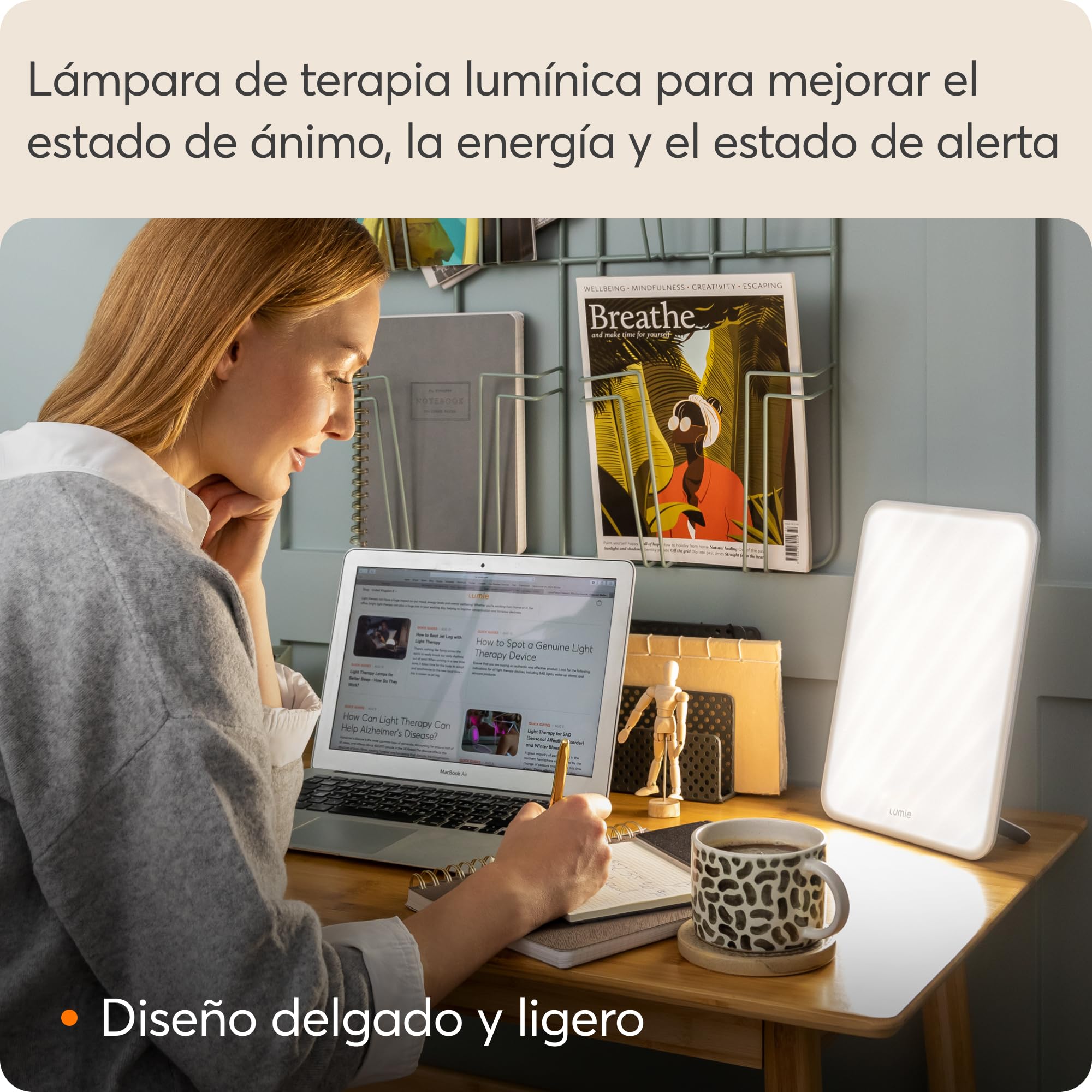 Lumie Vitamin L – Lámpara de energía portátil para una terapia de luz eficaz contra el TAE - 10000 lux