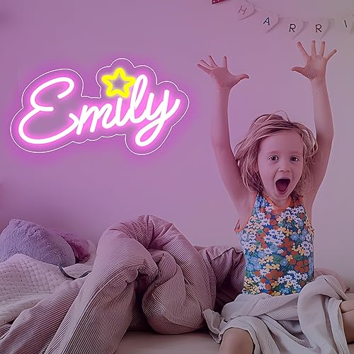 Miniatura 7 de ATTNEON Emily - Letrero de neón, luz LED de neón personalizada para dormitorio de niños, decoración de fiesta de cumpleaños, luz alimentada por USB
