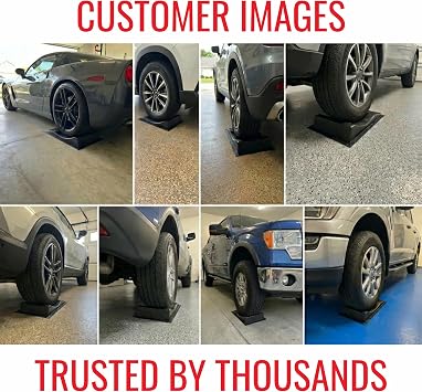 USA Made Extra-Wide-Heavy-Duty Flat-Free Tire Ramps with 2 Thick Mats Prevent Flat Spots During Long-Term Storage Non-Slip HDPE Ramps Support 10 Tons for Cars, RVs, Trucks Set of 2