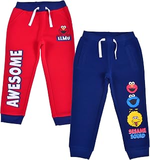 Elmo, Cookie Monster and Big Bird Boys 2 Pack Jogger Pants for Infant and Toddler – Red/Navy