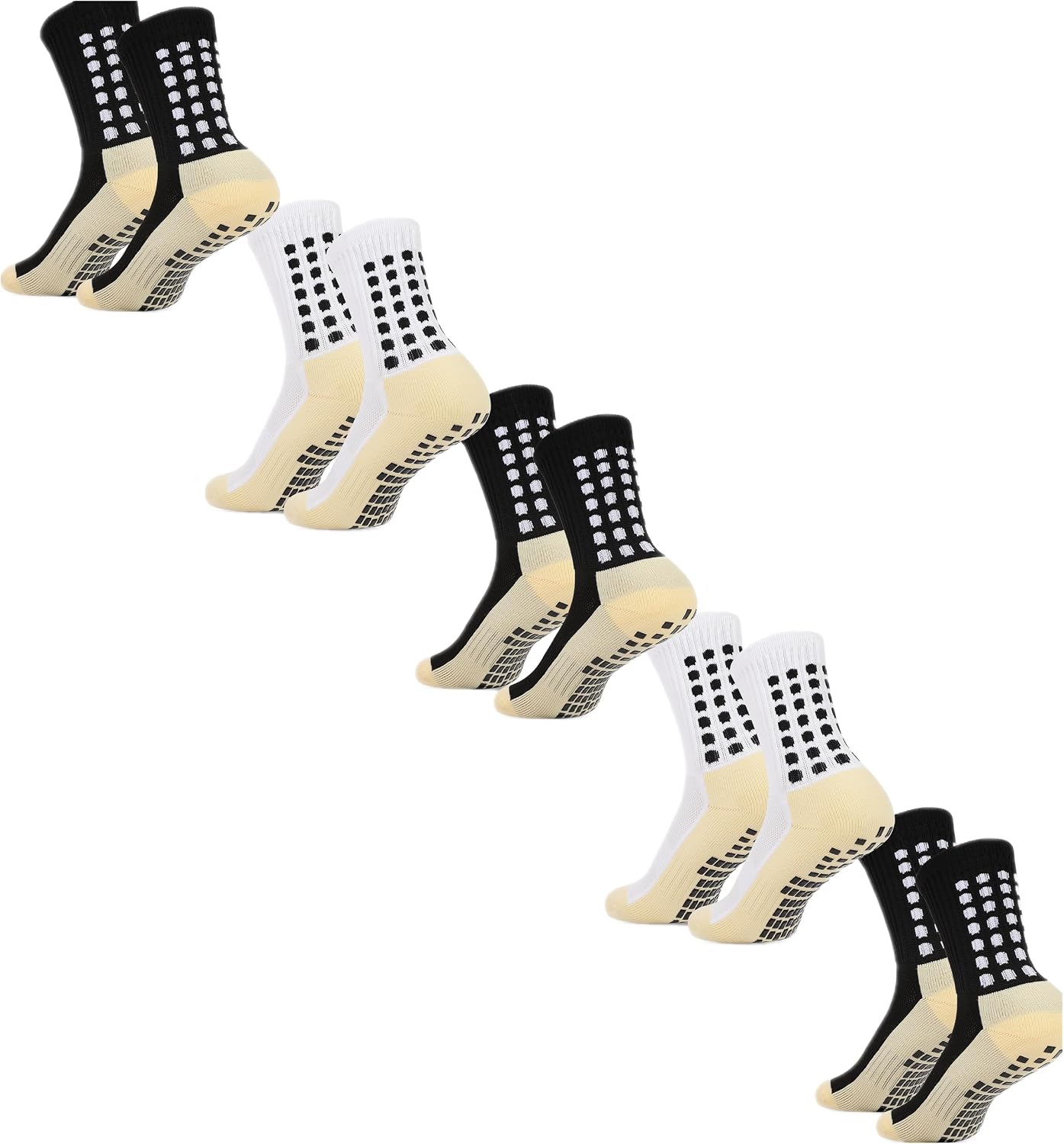 Men's Soccer Socks - Non Skid Anti Slip Socks for Football Basketball Hockey Rugby Sports 5 Pair