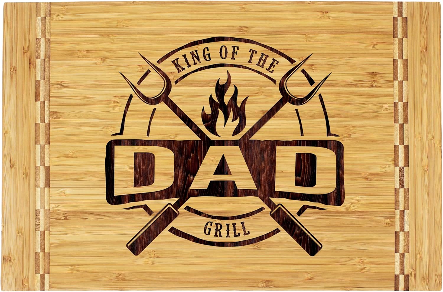My Personal Memories Customized King of the Grill BBQ Bamboo Deluxe Cutting, Carving and Slicing Board (Dad 15" x 10")