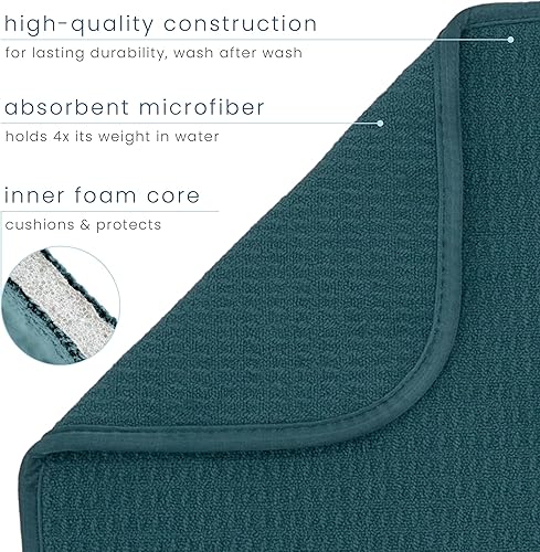 Miniatura 103 de S&T INC. Tapete de microfibra para secado de platos, reversible y absorbente para cocina, de 16 x 18 pulgadas, color negro