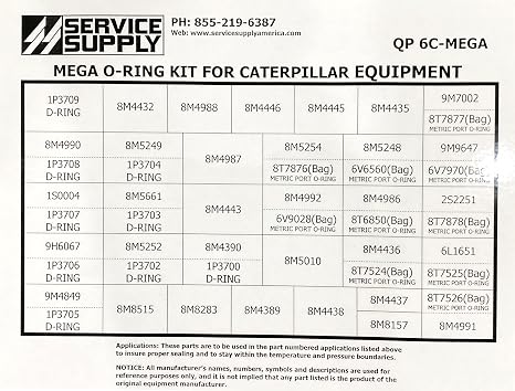 مجموعة Q-Pac 6C-Mega Mega O-Ring لمعدات كاتربيلر