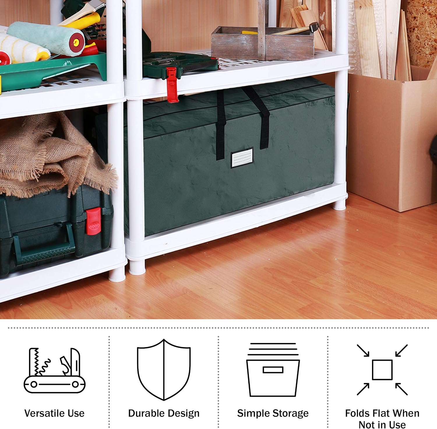 Storage Bags - Set of Two 48in Moving Bags with Durable Handles for Outdoor Cushion Storage, Clothes Storage, or Moving by Pure Garden (Green)