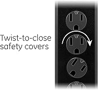 Vista 5 de GE 50769 Protector de sobretensión, cable de extensión de 20 pies, 800 julios, de 6 tomas, enchufe plano, cubiertas de seguridad de girar