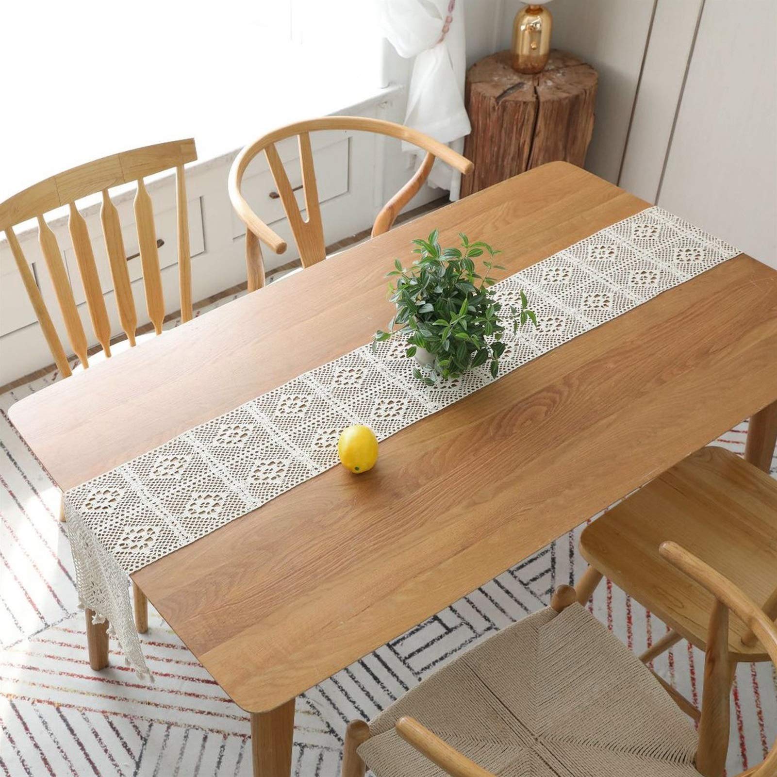 Elegante e lussuoso Runner da tavolo in pizzo for decorazioni di Partito Runner da tavolo beige Tovaglia rettangolare in pizzo all'uncinetto Elegante tovaglia a rete cava for decorazioni di Partito ru