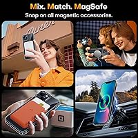 Vista 6 de TAURI - Funda magnética y delgada para iPhone 13 de 6.1 pulgadas, 3 en 1, no se pone amarilla, compatible con MagSafe, con 2 protectores