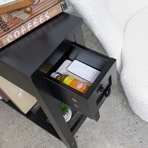 Miniatura 40 de Mesa auxiliar estrecha para espacios pequeños, color blanco, juego de 1, 24 pulgadas de largo x 8.5 pulgadas de ancho x 24 pulgadas de alto