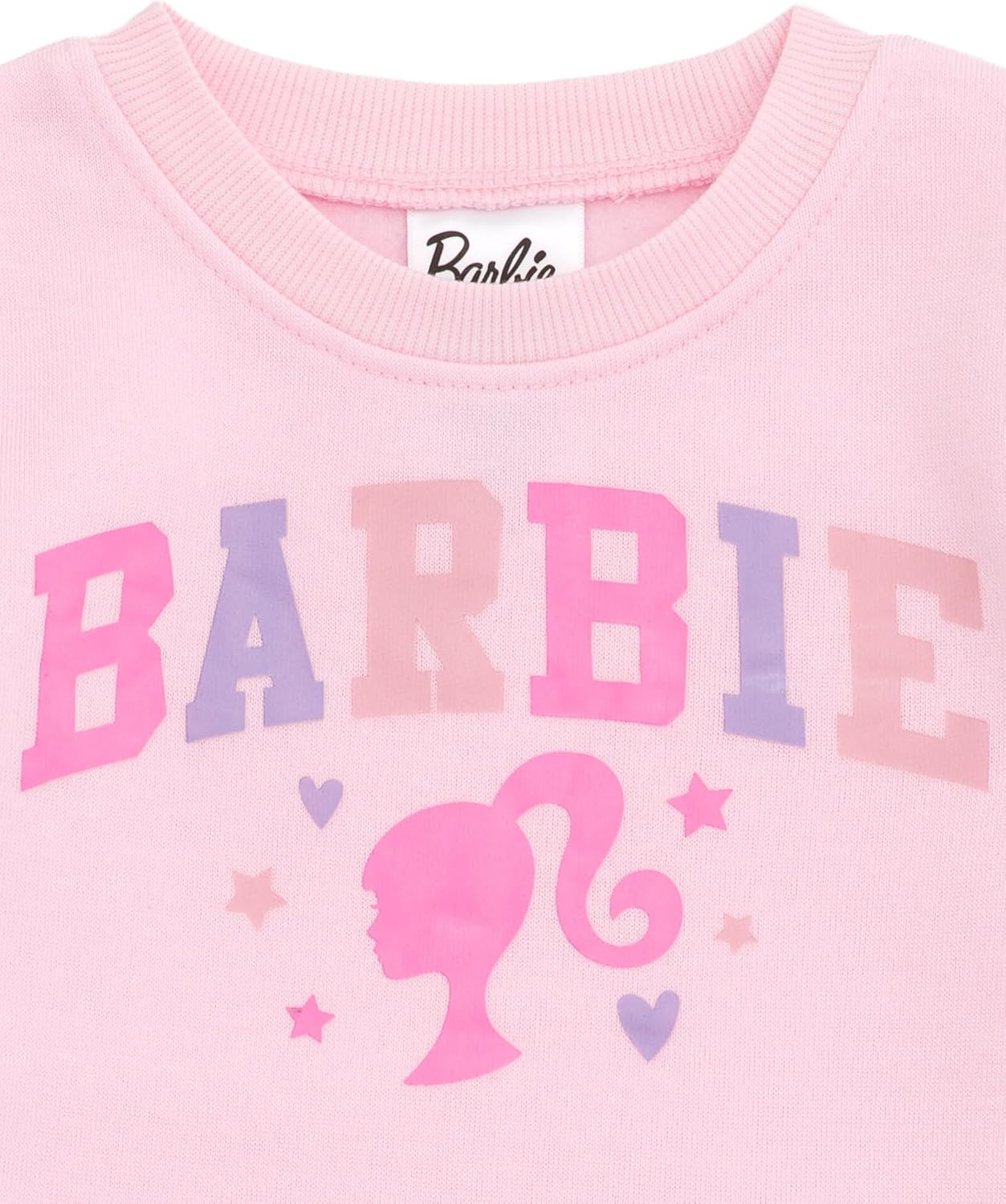Barbie Girls Fleece Pullover Sweatshirt with Faux Fur Sleeves Toddler to Big Kid Sizes (2T - 14-16)