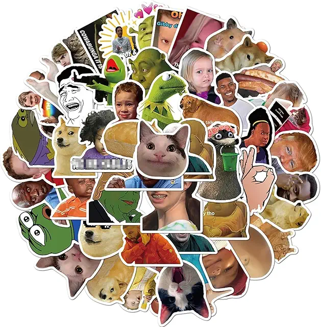 50 Stück Lustige Meme Sticker Set - Vinyl-Aufkleber für Auto, Laptop & mehr