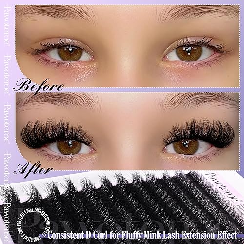 Miniatura 5 de Kit de extensiones de pestañas esponjosas en racimos de pestañas 80D, kit de extensión de pestañas individuales de 0.394 a 0.78 pulgadas, pestañas