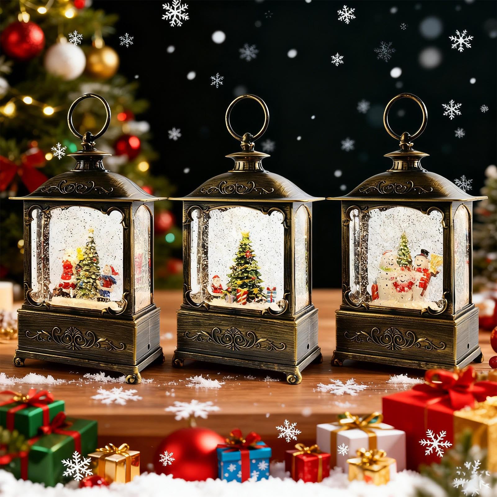 Linternas Navideñas para Exterior Papá Noel y Muñeco de Nieve