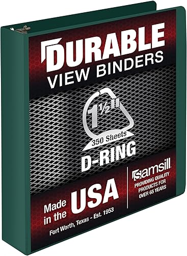 Vista 83 de Samsill Carpeta duradera de 1.5 pulgadas, fabricada en los Estados Unidos, carpeta de anillos en D, carpeta transparente personalizable, surtido
