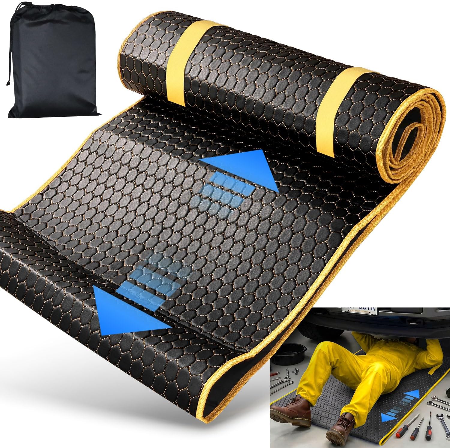 Magic Rolling Creeper Mat – Portable Low Clearance Mechanics Mat, Foldable Garage Padded Mat for Under Car Repair w/Storage Bag, for Men Dad Father