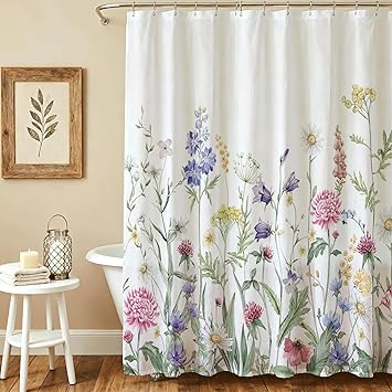 Lindameler Floral Shower Curtain for Bathroom Farmhouse Rustic Vintage Wildflower Shower Curtain Waterproof Fabric Bath Curta