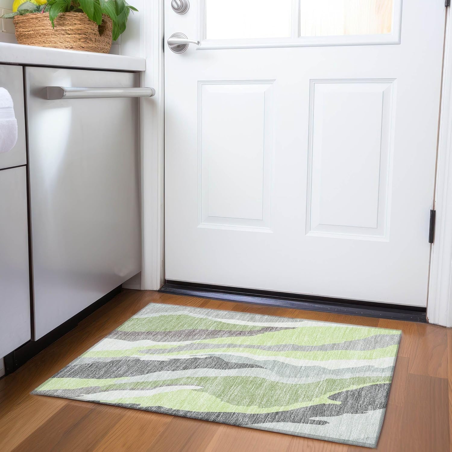 Addison Rugs Mayfield AMF1047 Mint 1'8" x 2'6" Indoor Premium Machine Washable Rug, Silky Soft, Easy Clean, Non Shedding, Bedroom, Living Room, Dining Room, Kitchen Rug