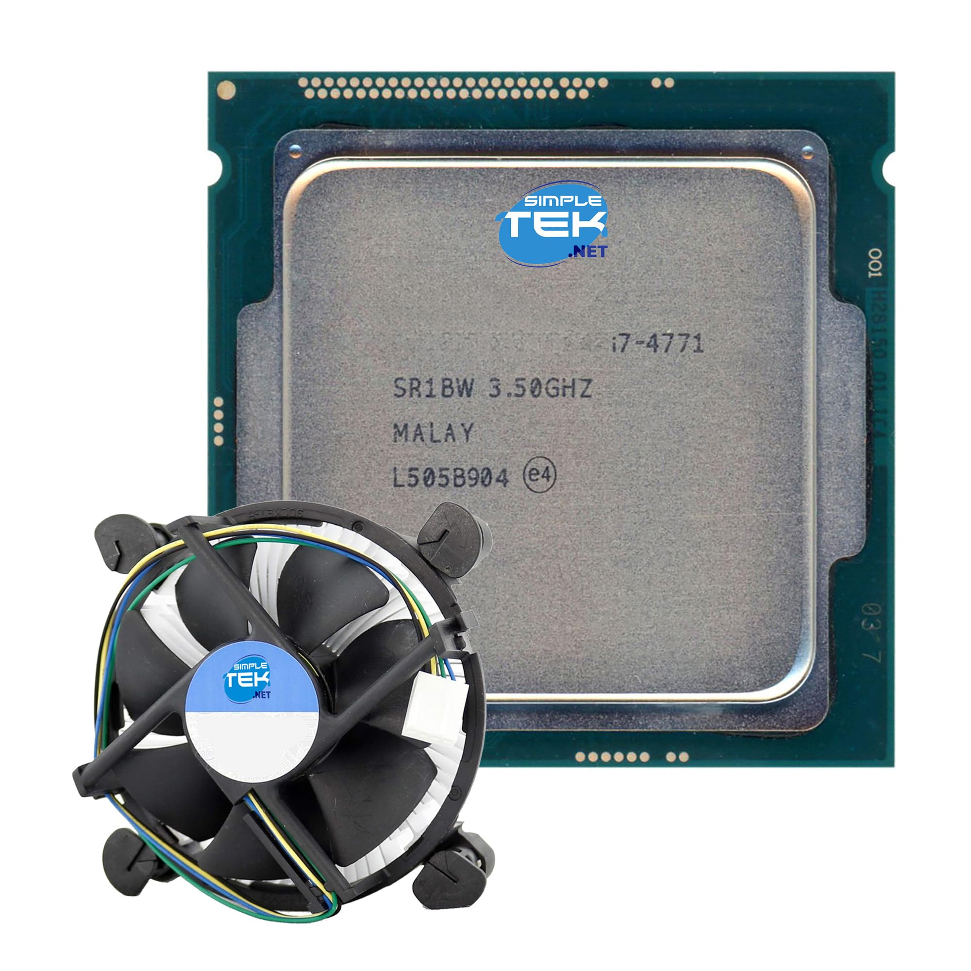 SIMPLETEK - Czterordzeniowy procesor 4C/8T do gniazda LGA1150, podstawa 3,50 GHz do 3,90 GHz, 4. generacji, w zestawie radiator (odnowiony)