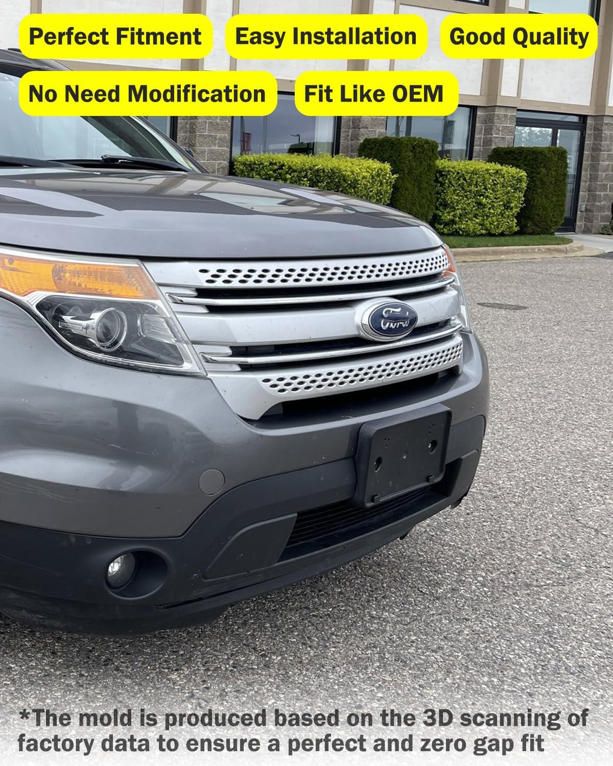 Front License Plate Frame for Ford Explorer 2011 2012 2013 2014 2015 Front Bumper License Plate Holder Mounting Bracket Cover Replace# BB5Z17A385BA Partslink# FO1068136