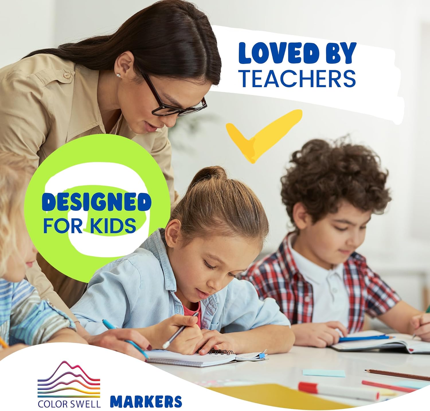 Color Swell Washable Bulk Markers - 18 Boxes of 8 Vibrant Colors (144 Total) Perfect for Kids, Parties, Classrooms - Broad Line Markers - Image 5