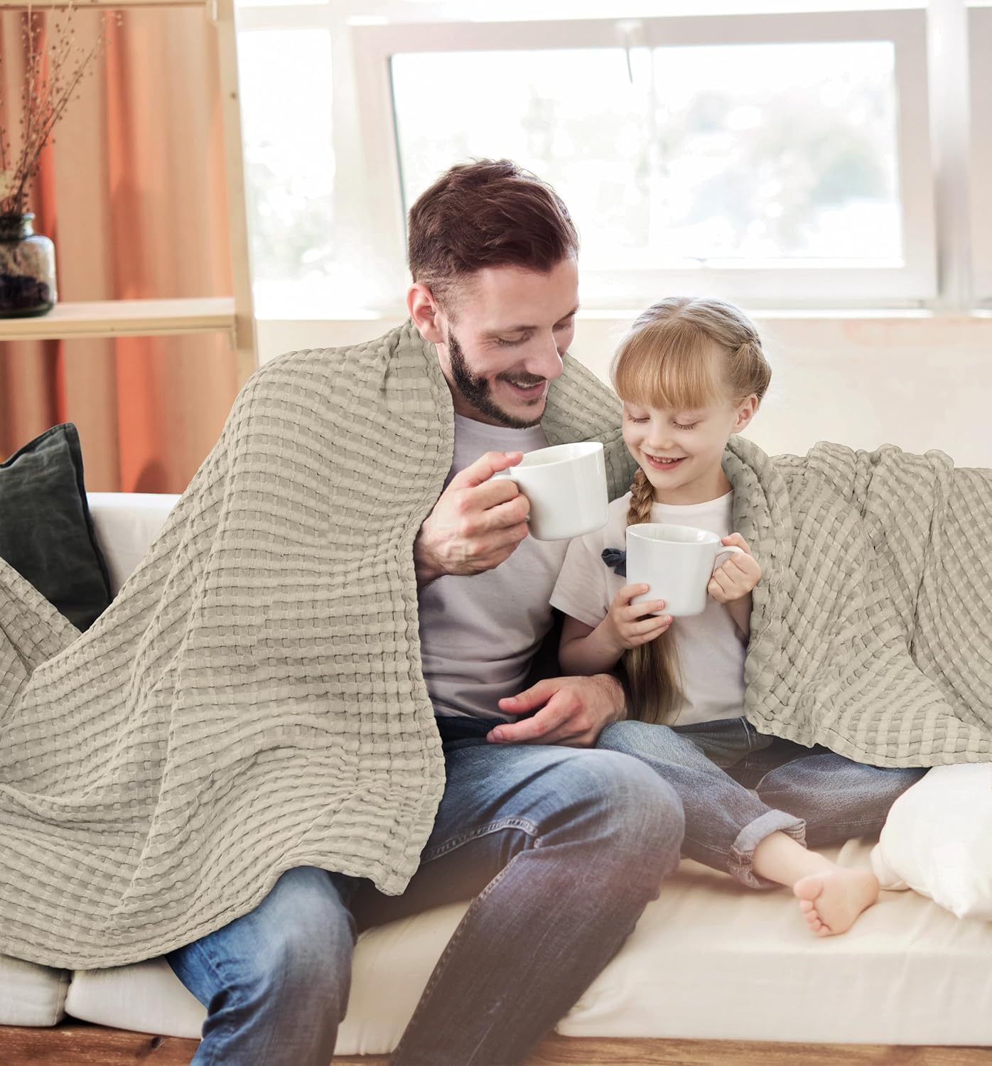 Utopia Bedding Khaki 100% Cotton Waffle Blanket 300 GSM [King - 90x108 Inch] Soft Lightweight Breathable Bed Blanket for All Season - Image 7