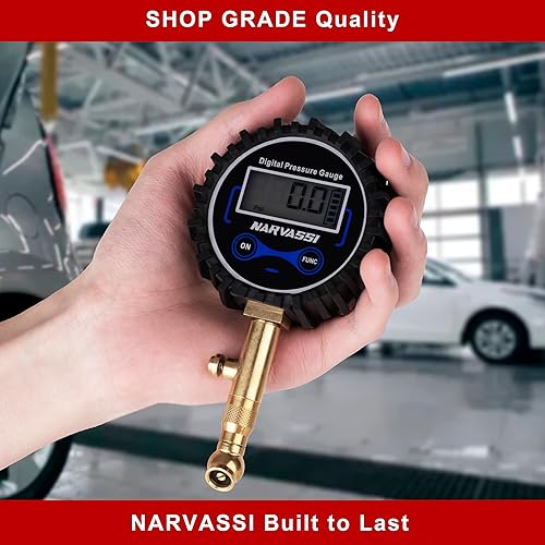 Miniatura 5 de Medidor digital de presión de neumáticos para automóviles (0-250 PSI)  Medidor de neumáticos para automóvil, SUV, camión y motocicleta  Manómetro de