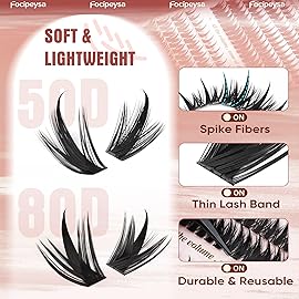 Focipeysa Manga Lash Clusters Natural Spike Eyelash Extensions Wispy Eyelashes Cluster Fluffy Lashes Extensions C-curl Clusters Lash Extensions Cosplay Individual Lashes (225pcs 10-16mm C-curl)
