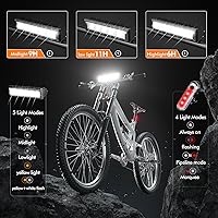 Vista 3 de Luces de bicicleta para conducción nocturna recargables de 9500 lúmenes, luces delanteras y traseras recargables, 5 modos ajustables, 5 faros