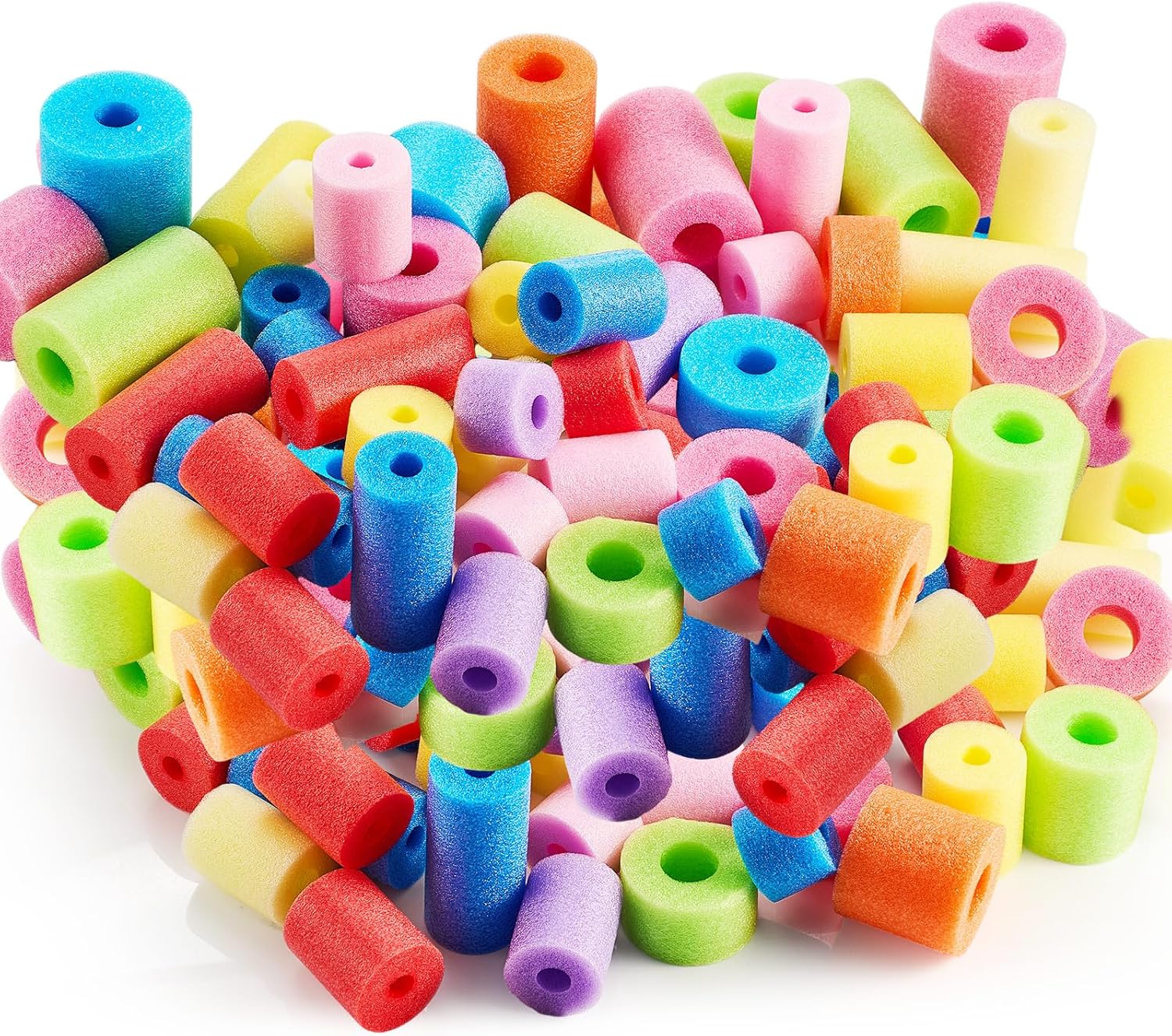 Frienda 100 Pcs Pool Noodles Bits Multicolor Craft Small Size Versatile Mixed Floating Pool Noodles Foam Rope Tube for Play or DIY Craft Multipurpose (2.56 x 1 Inch,Pastel Colors)