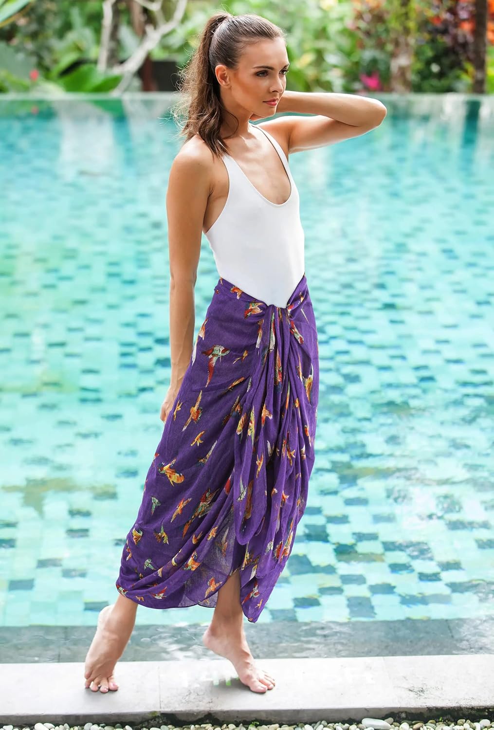 GERINLY Scarfs for Women Lightweight Floral Birds Print Cotton Scarves and Wraps for Spring Shawl Boho Scarf - Image 4