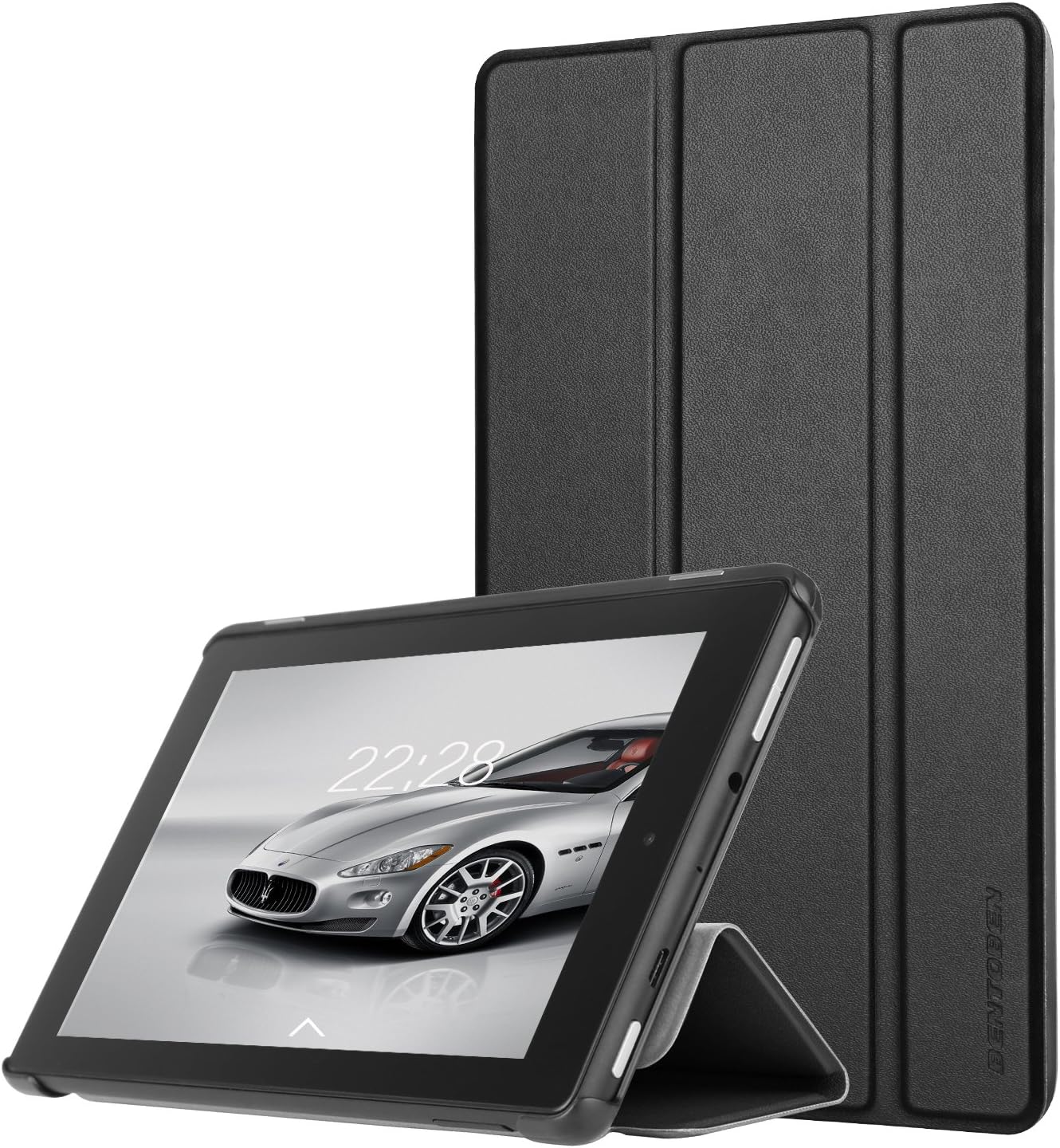 BENTOBEN Case for Amazon Fire 7 Tablet (7th Generation, 2017 Release), Shockproof Super Slim Flip Folio Folding Stand Protective Smart (Auto Wake/Sleep) Shell Cover with Kickstand for Fire 7, Black