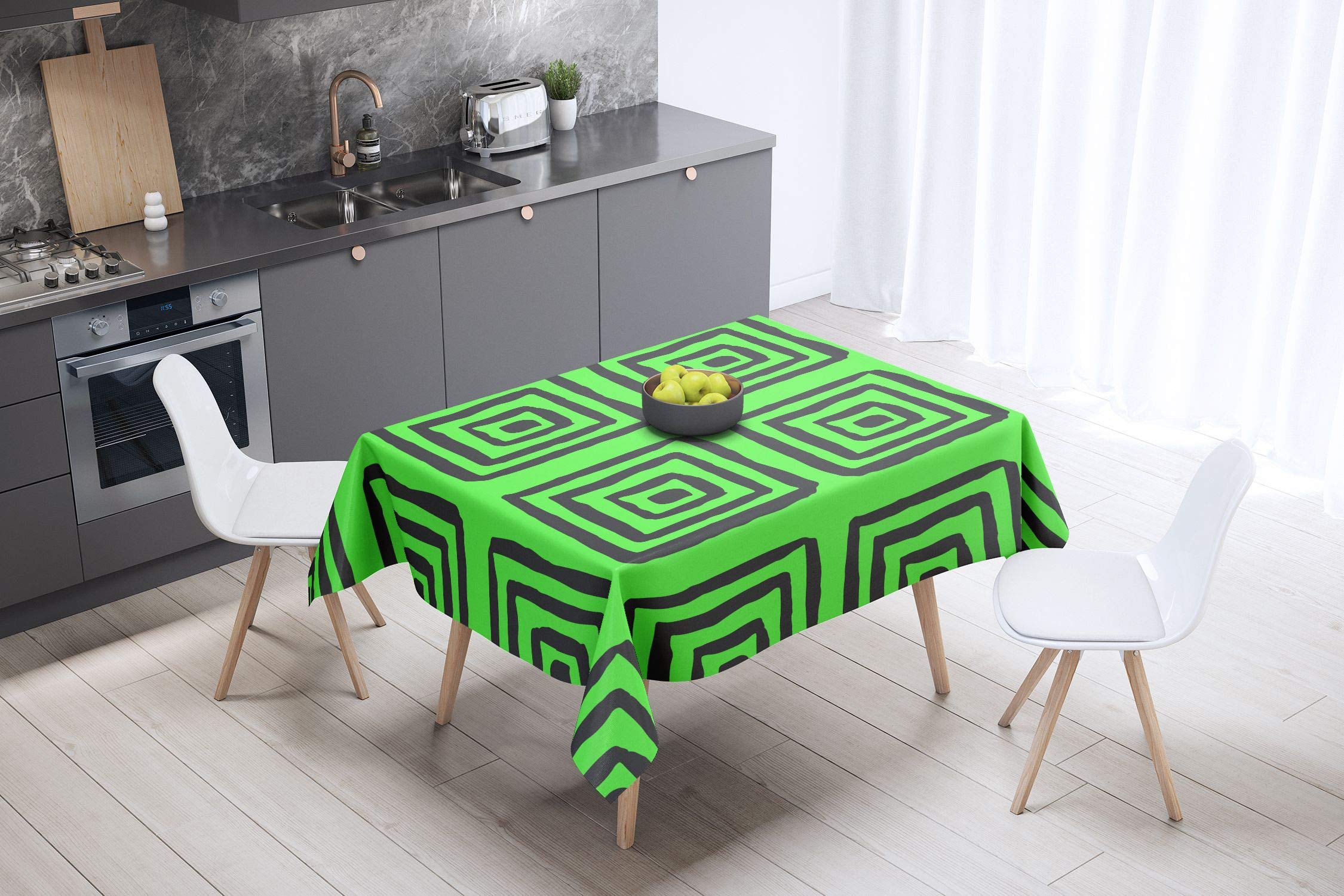 Bonamaison Kitchen Decoration, Tablecloth, Neon Green Fume, 140 x 140 Cm - Designed and Manufactured in Turkey
